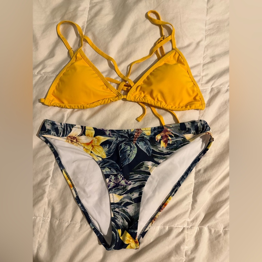 Cupshe Yellow and tropical print bikini